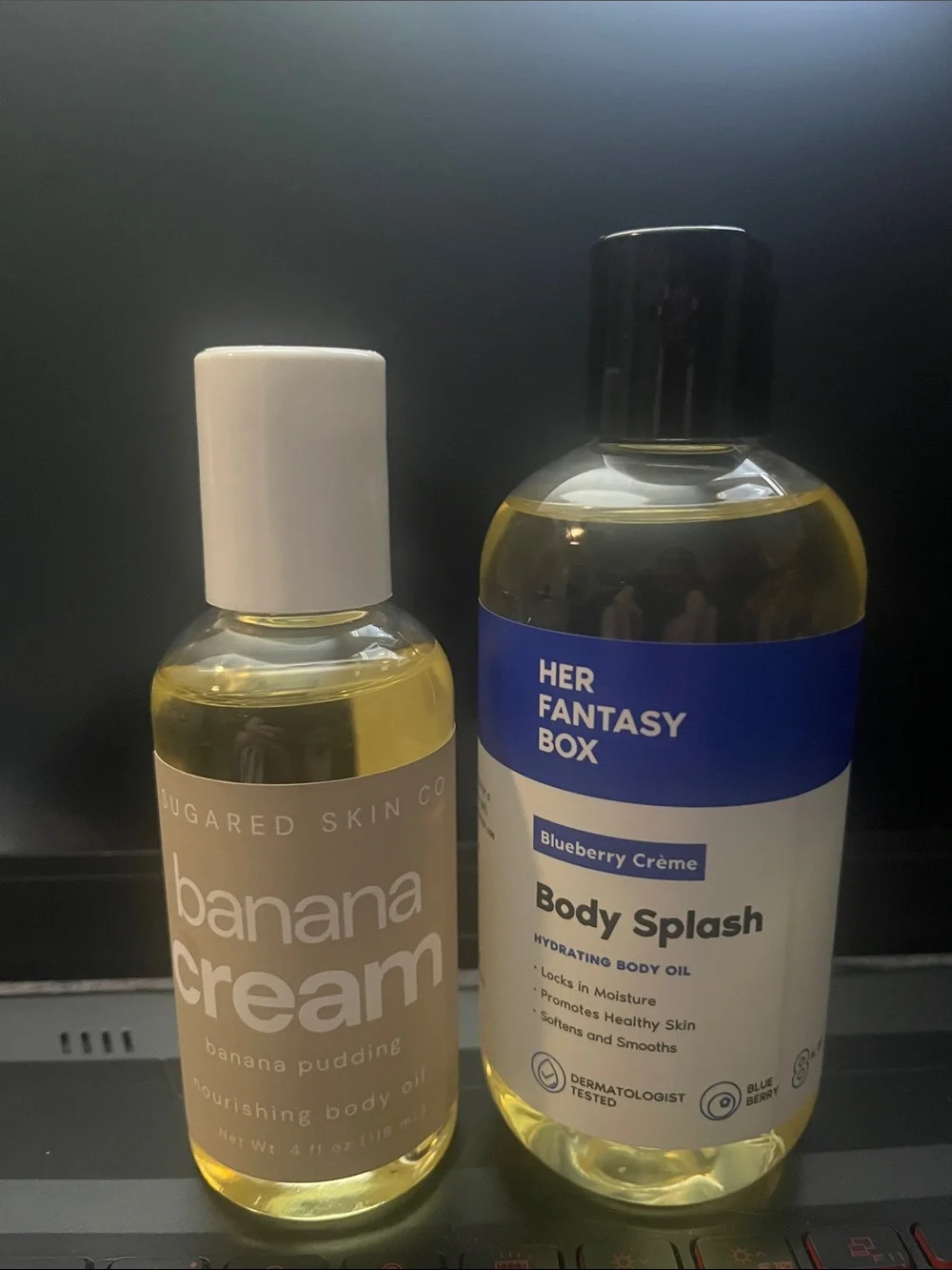 Body Oil Duo 1 Blueberry 1 Banana Cream- her fantasy box & sugared skin co. NWOT
